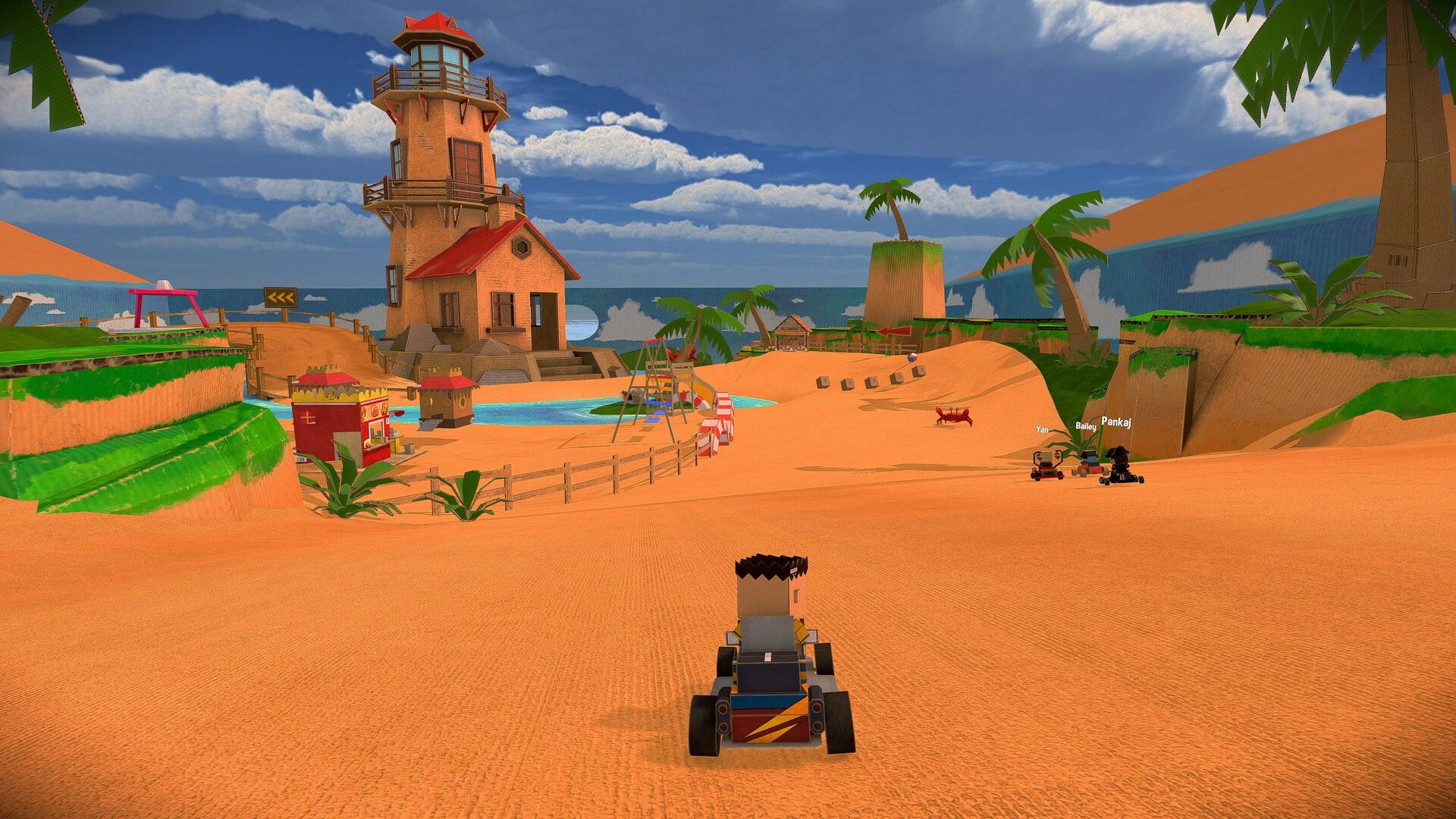 Kartboard Dash, гонка в картонном стиле, пример заезда