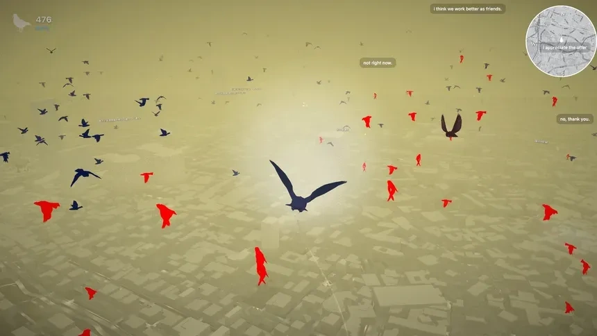 Скриншот из игры Игра Pigeon: A Love Story, в которой надо искать своего партнёра голубя